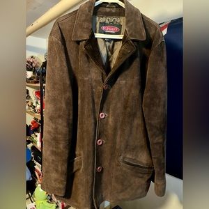 Old Navy suede Leather suit jacket